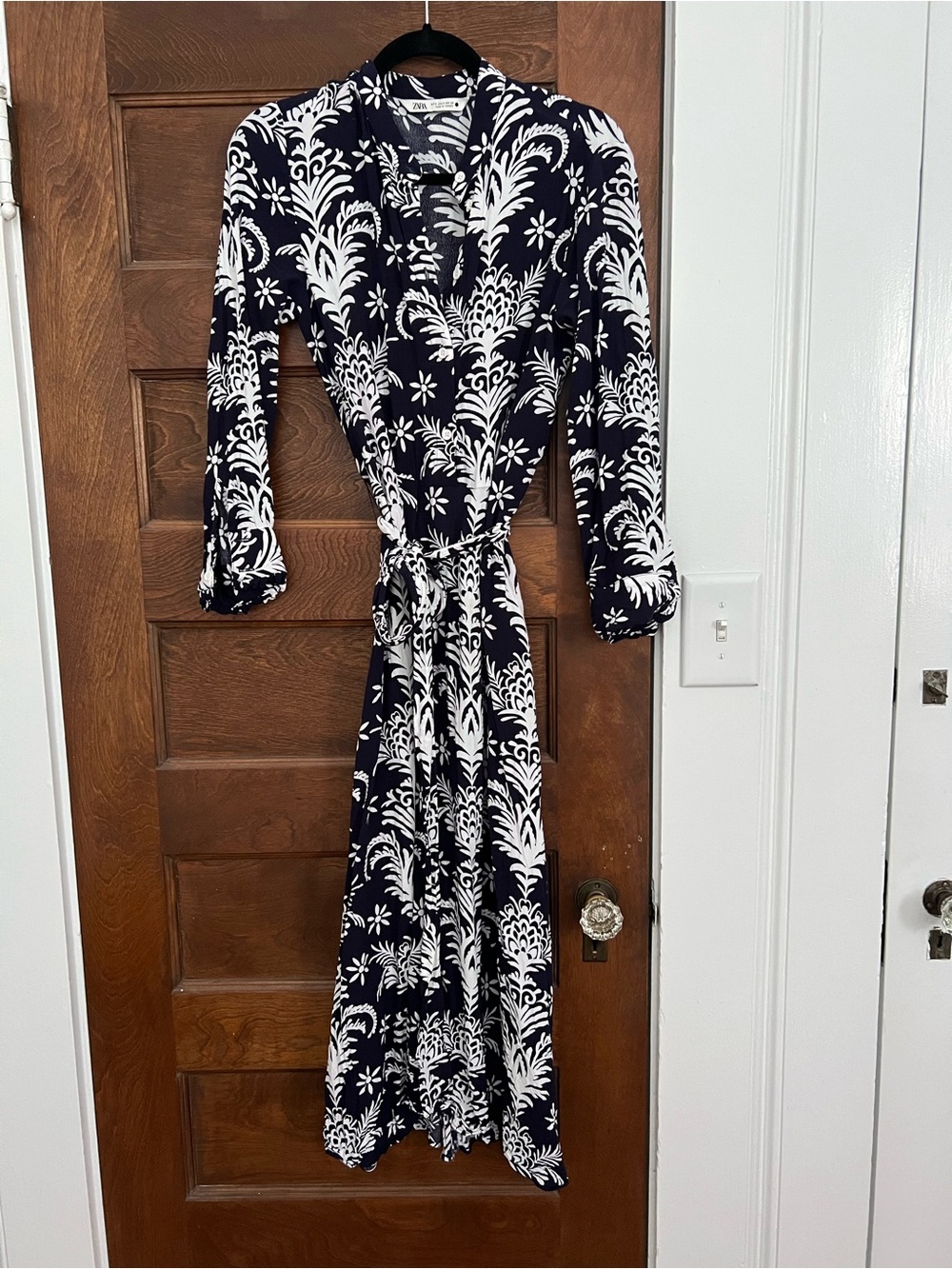 Women's Navy and White Floral Dress